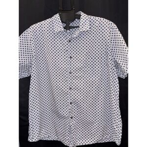 Tasso Elba Men's XXL Short Sleeve Geometric Medallion Print Cotton Button Down